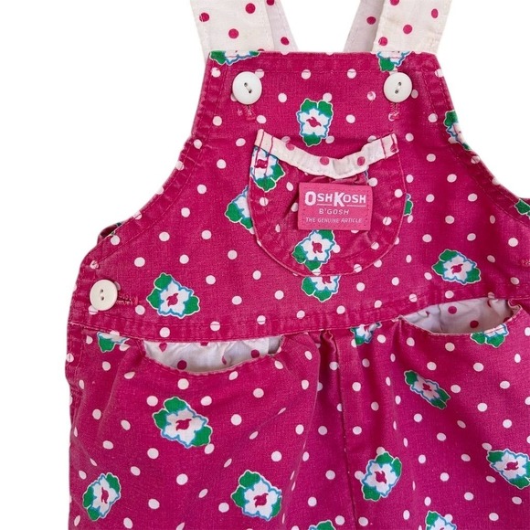 RARE Ladybug Vtg 80s OshKosh Grandmacore Pink Floral Shortalls USA Made 4T